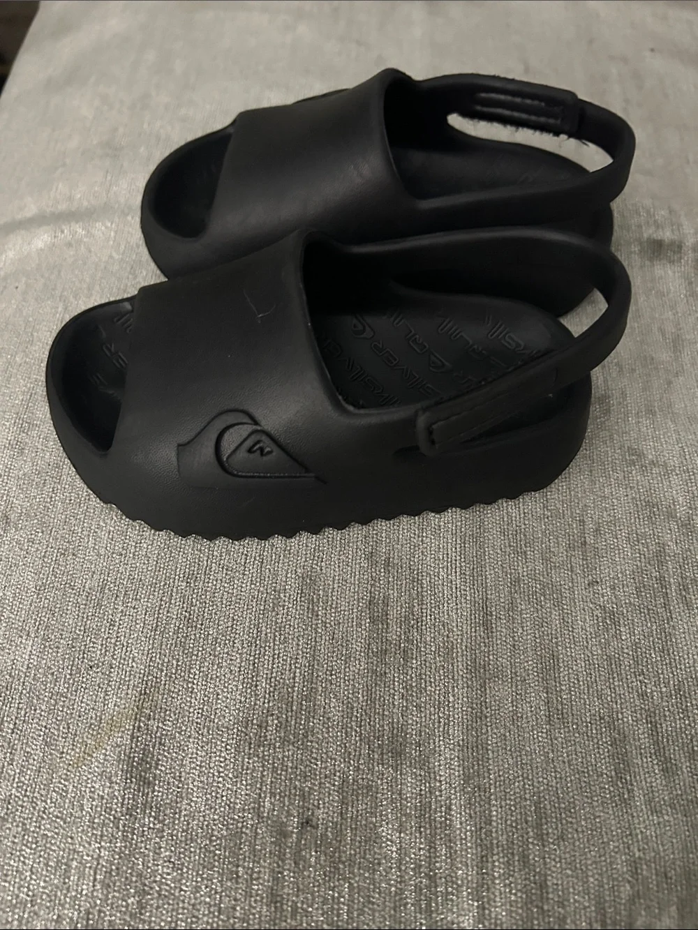 Kids Black Slip-On Sandals